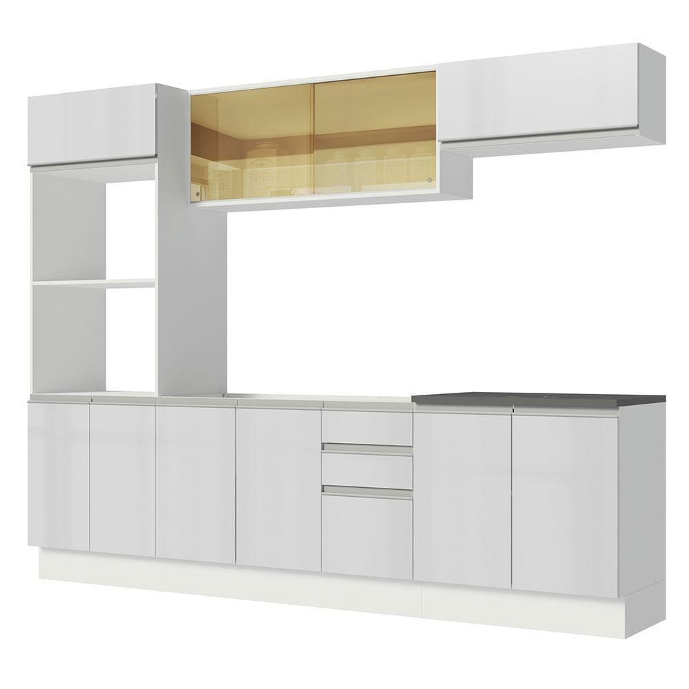 Cozinha Completa 270007 Com Armário E Balcão Branco Brilho - 2