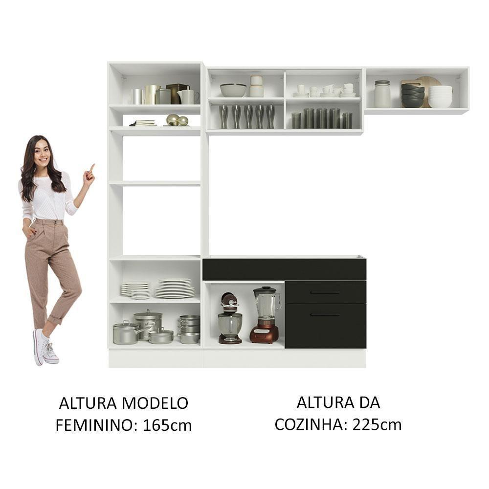 Cozinha Completa 270004 Com Armário E Balcão Branco/Preto - 6