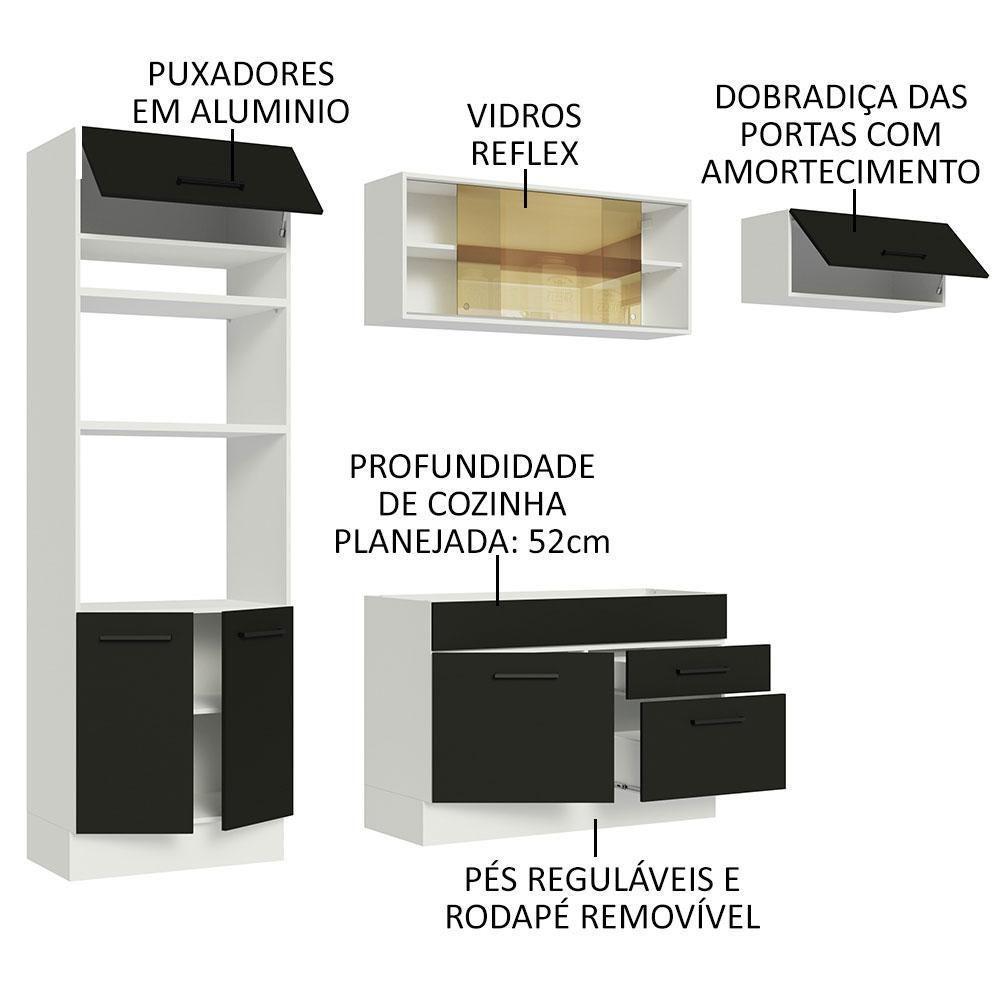 Cozinha Completa 270004 Com Armário E Balcão Branco/Preto - 7