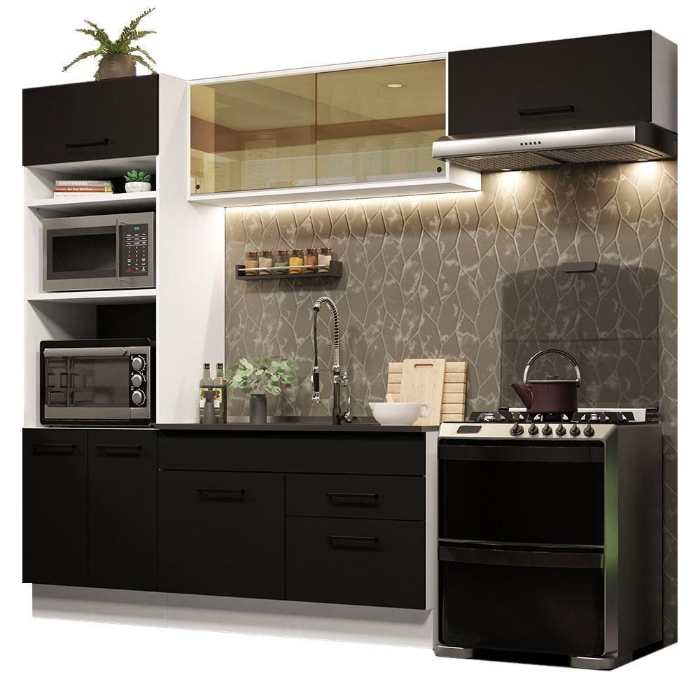 Cozinha Completa 270004 Com Armário E Balcão Branco/Preto - 9