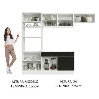Cozinha Completa 270004 Com Armário E Balcão Branco/Preto - 6