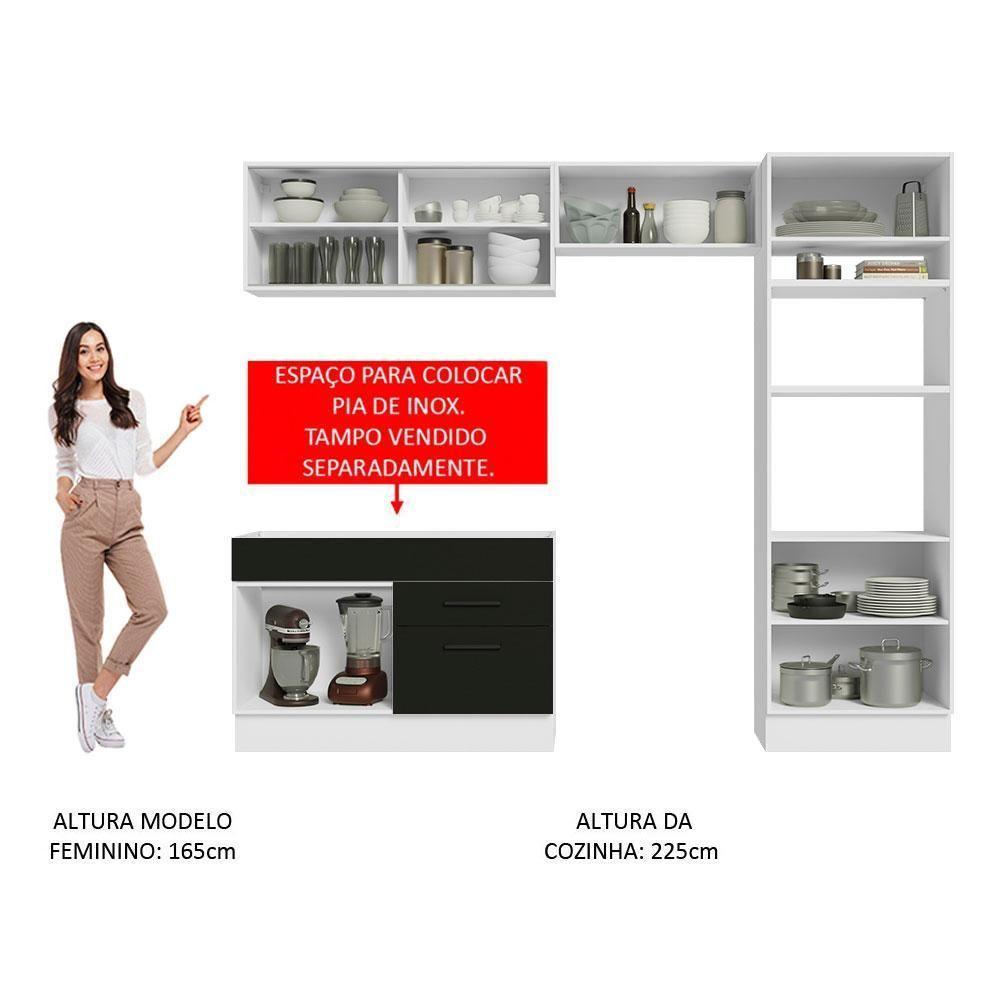 Cozinha Completa 270005 Com Armário E Balcão Branco/Preto - 7