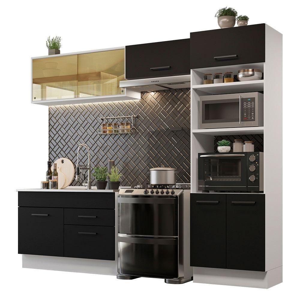 Cozinha Completa 270005 Com Armário E Balcão Branco/Preto - 10