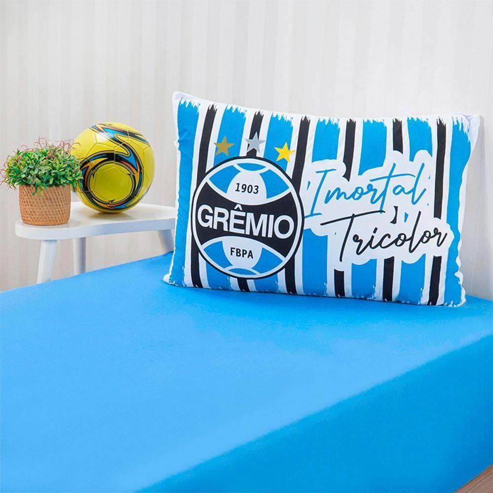 Jogo De Cama Bene Casa Solteiro Malha 100% Algodão Clube Gremio 2 Peças Azul - 1