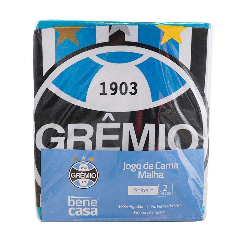 Jogo De Cama Bene Casa Solteiro Malha 100% Algodão Clube Gremio 2 Peças Azul - 4