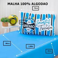 Jogo De Cama Bene Casa Solteiro Malha 100% Algodão Clube Gremio 2 Peças Azul - 2