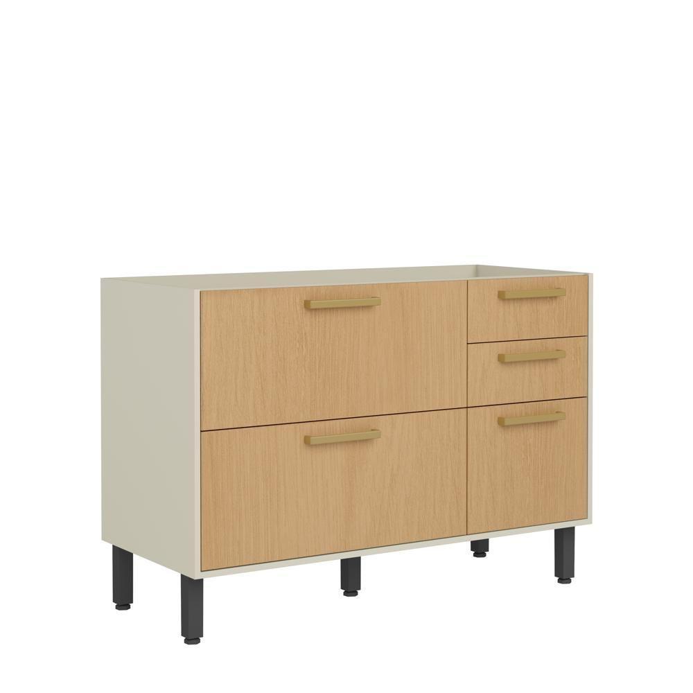 Balcão Sem Tampo 3portas 2gavetas Nogal Bossa Nova Bertolini Dourado/areia - 1