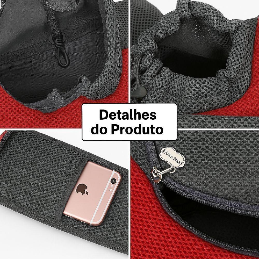 Bolsa Transporte Cachorro Gato Mala De Ombro Passeio Canguru Pet Com Bolsos Viagem Ombro Porta Celular Tiracolo - 4