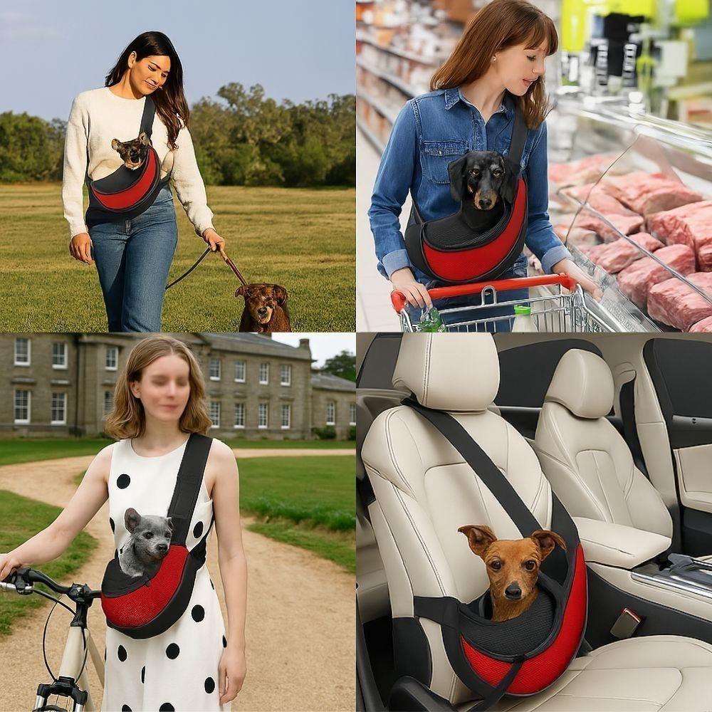 Bolsa Transporte Cachorro Gato Mala De Ombro Passeio Canguru Pet Com Bolsos Viagem Ombro Porta Celular Tiracolo - 6