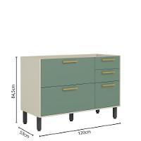 Balcão Sem Tampo 3portas 2gavetas Verde Bossa Nova Bertolini Verde/areia - 2