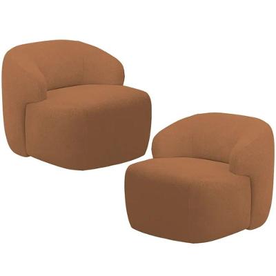Kit 02 Poltronas Decorativa Fixa Orgânica Para Sala Living Barolo L06 Bouclê Terracota - Gtdnexxus