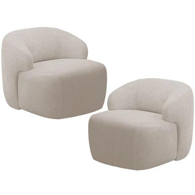 Kit 02 Poltronas Decorativa Fixa Orgânica Para Sala Living Barolo L06 Bouclê Bege - Gtdnexxus Bege