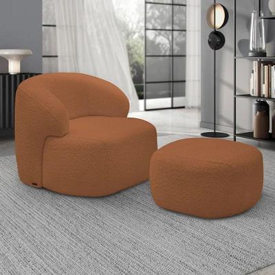 Poltrona Decorativa Fixa Orgânica Para Sala Living Barolo L06 Bouclê Terracota - Gtdnexxus Terracota