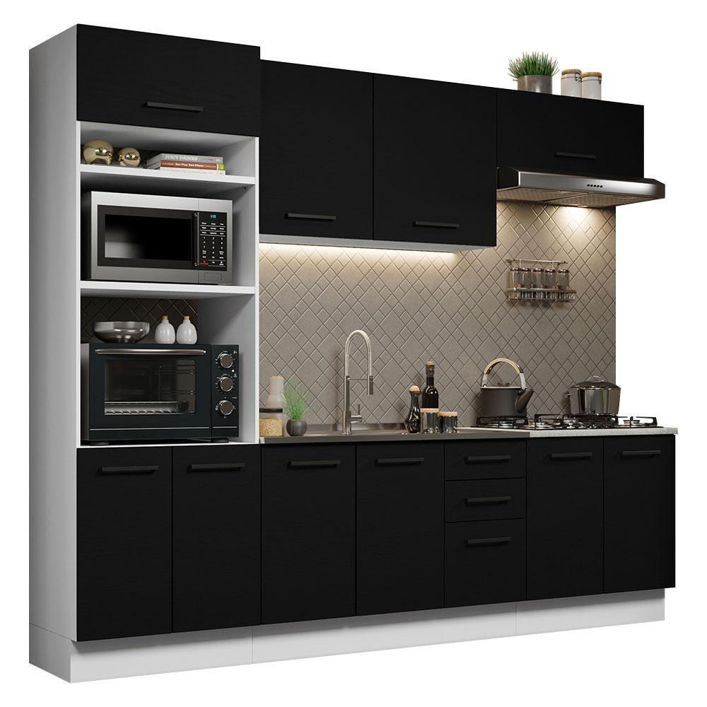Cozinha Completa 270001 Com Armário E Balcão Branco/Preto - 10