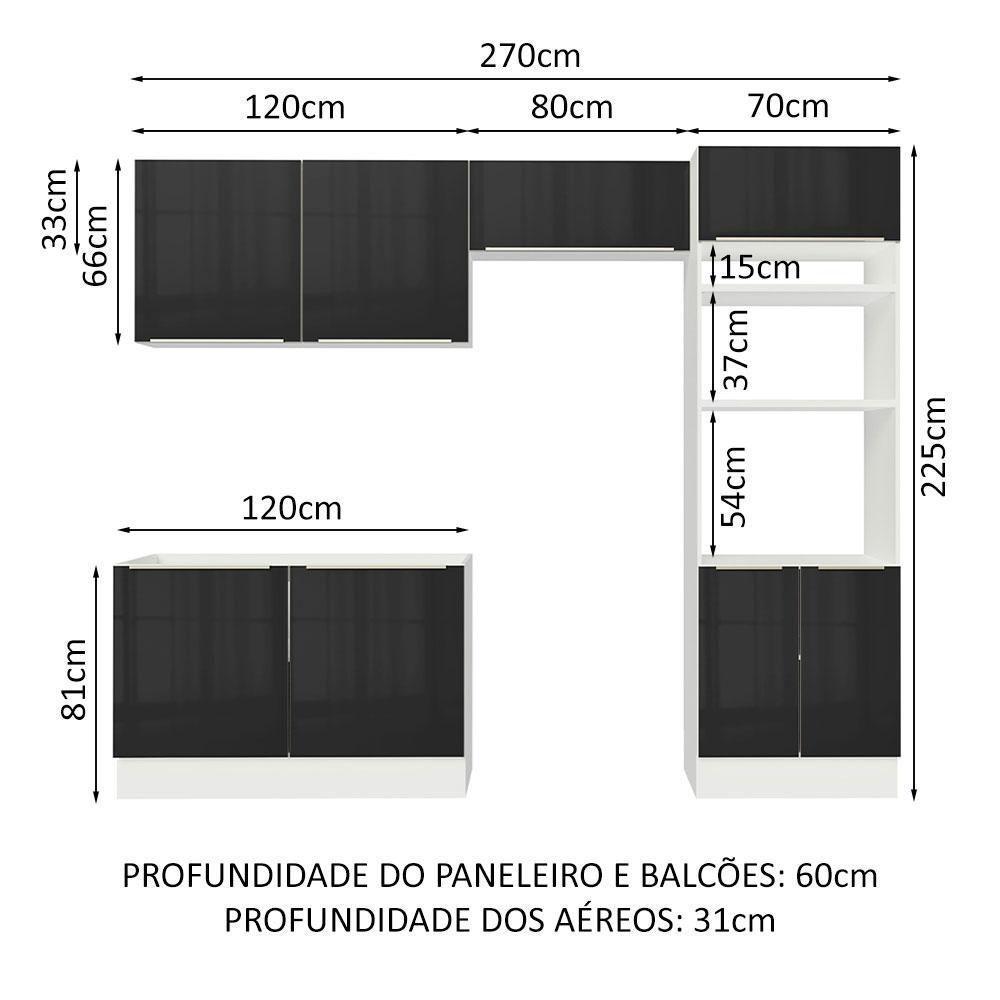 Cozinha Completa 270001 Com Armário E Balcão Branco/Preto - 9