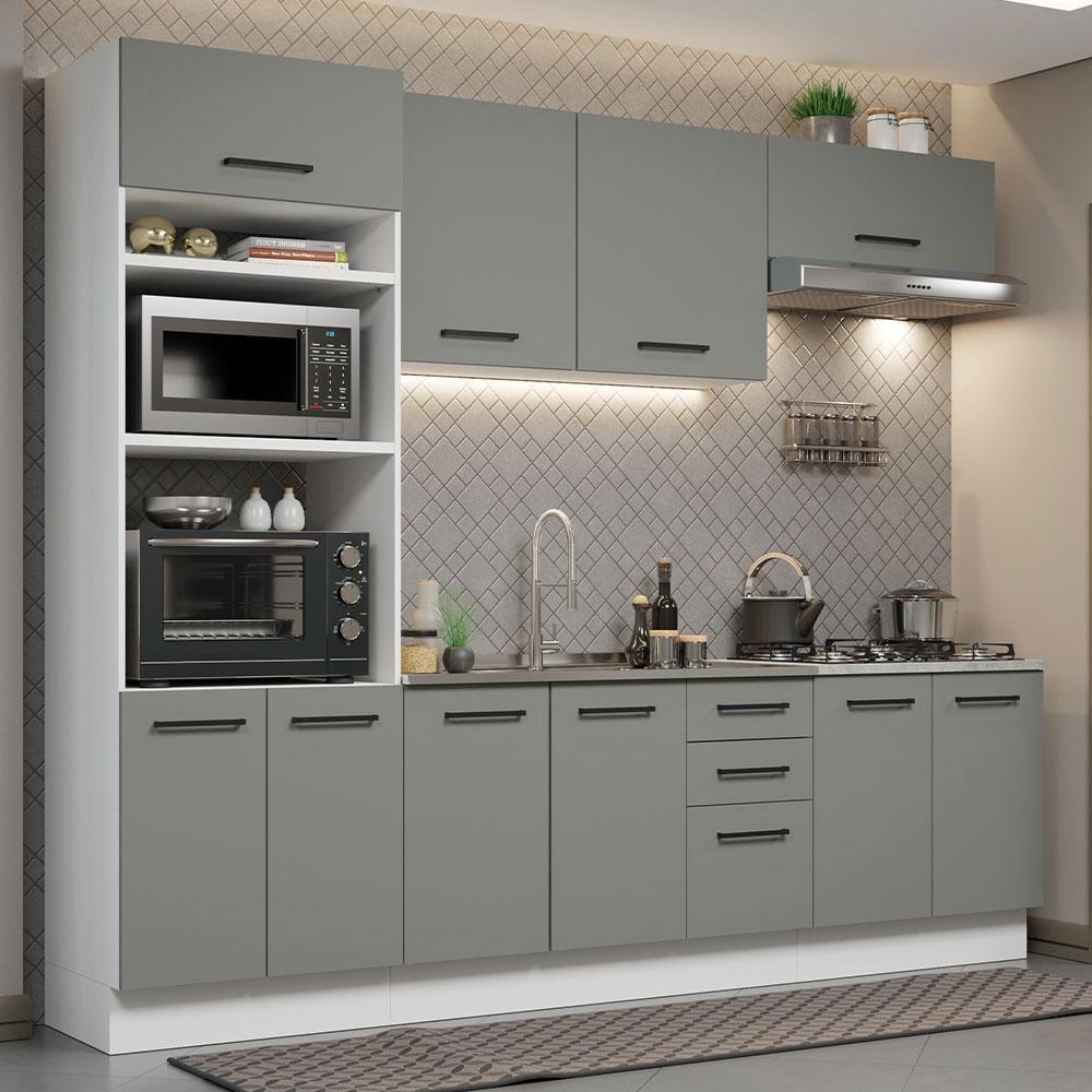 Cozinha Completa 270001 Com Armário E Balcão Branco/Cinza - 1