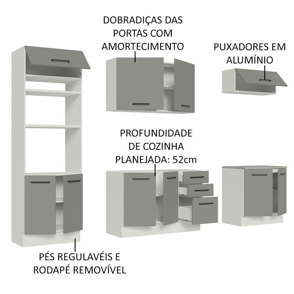 Cozinha Completa 270001 Com Armário E Balcão Branco/Cinza - 7