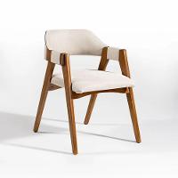 Kit 4 Cadeiras De Jantar Lua Estofada Em Madeira Maciça Imbuia Linho Bege L60 Rmi Imbuia - 2