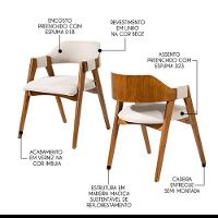 Kit 4 Cadeiras De Jantar Lua Estofada Em Madeira Maciça Imbuia Linho Bege L60 Rmi Imbuia - 3
