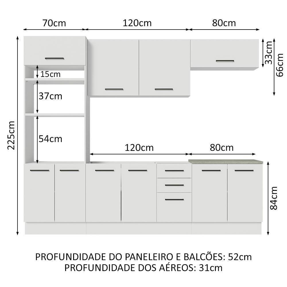 Cozinha Completa 270001 Com Armário E Balcão Branco Branco - 9