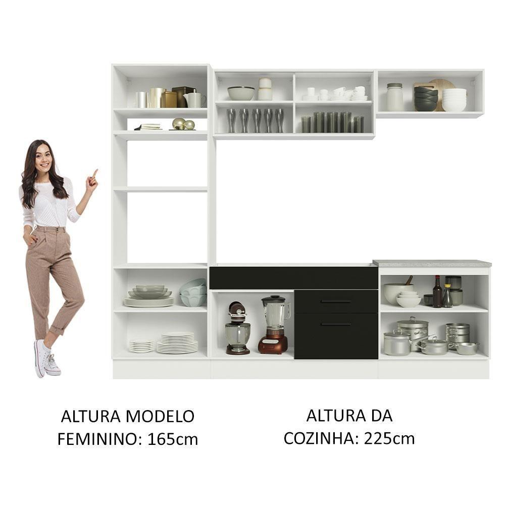 Cozinha Completa 270003 Com Armário E Balcão Branco/Preto - 7