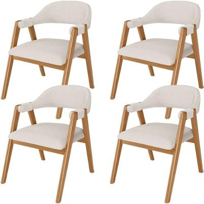 Kit 04 Cadeiras De Jantar E Estar Living Estofada Nadja L02 Suede Bege - Gtdnexxus