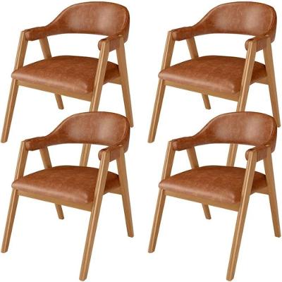 Kit 04 Cadeiras De Jantar E Estar Living Estofada Nadja L02 Couríssimo Camel - Gtdnexxus