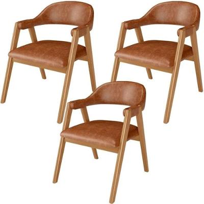 Kit 03 Cadeiras De Jantar E Estar Living Estofada Nadja L02 Couríssimo Camel Camel