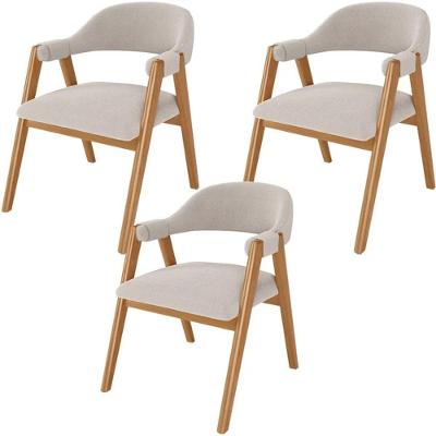 Kit 03 Cadeiras De Jantar E Estar Living Estofada Nadja L02 Bouclê Bege - Gtdnexxus