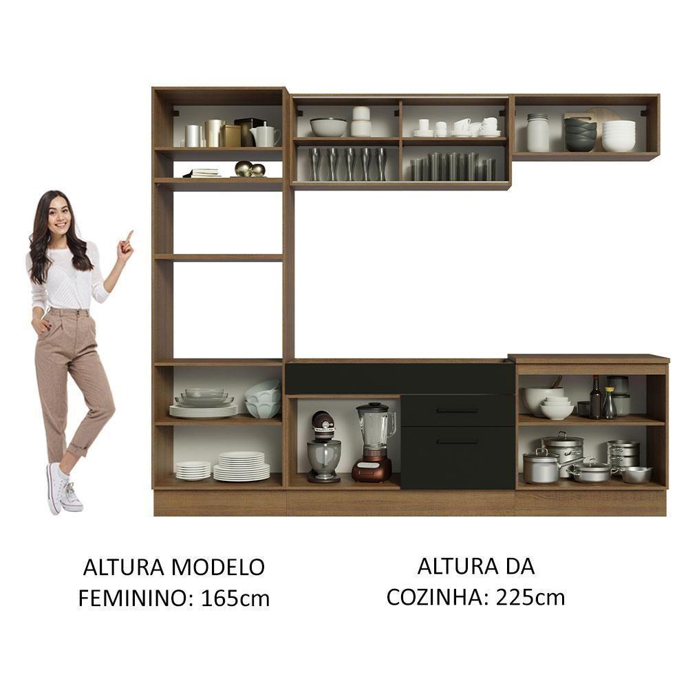 Cozinha Completa 270003 Com Armário E Balcão Rustic/Preto - 7