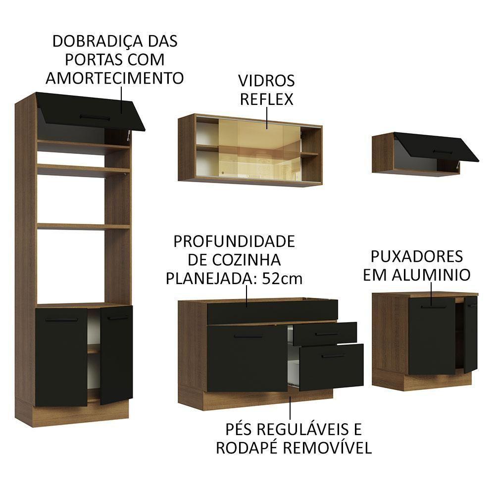 Cozinha Completa 270003 Com Armário E Balcão Rustic/Preto - 8