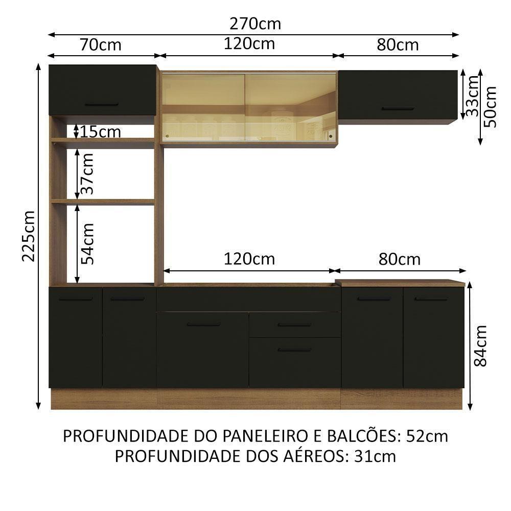Cozinha Completa 270003 Com Armário E Balcão Rustic/Preto - 9