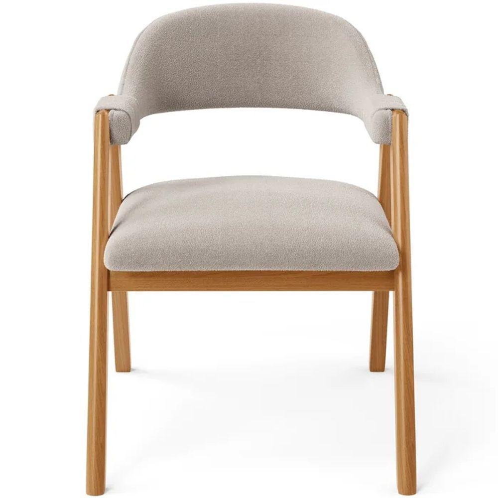 Cadeira De Jantar E Estar Living Estofada Nadja L02 Bouclê Bege Gtdnexxus - 1