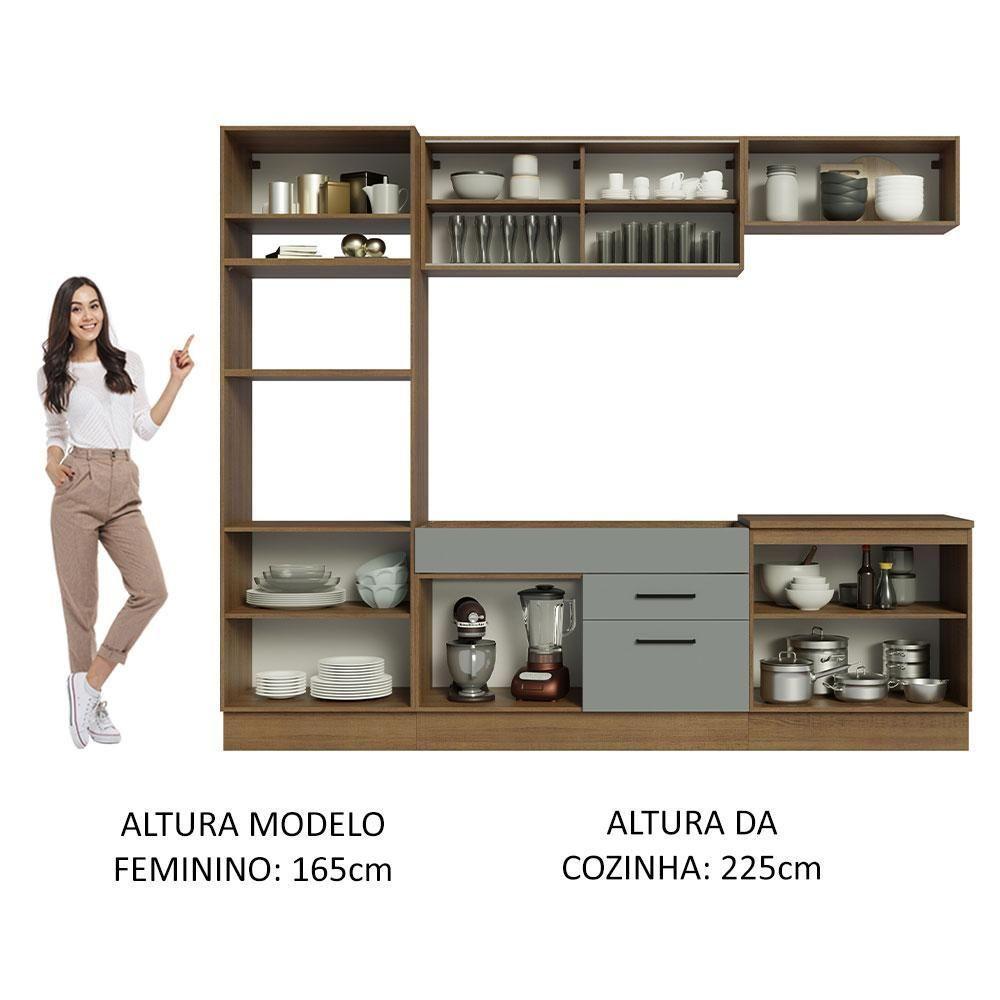 Cozinha Completa 270003 Com Armário E Balcão Rustic/Cinza - 10