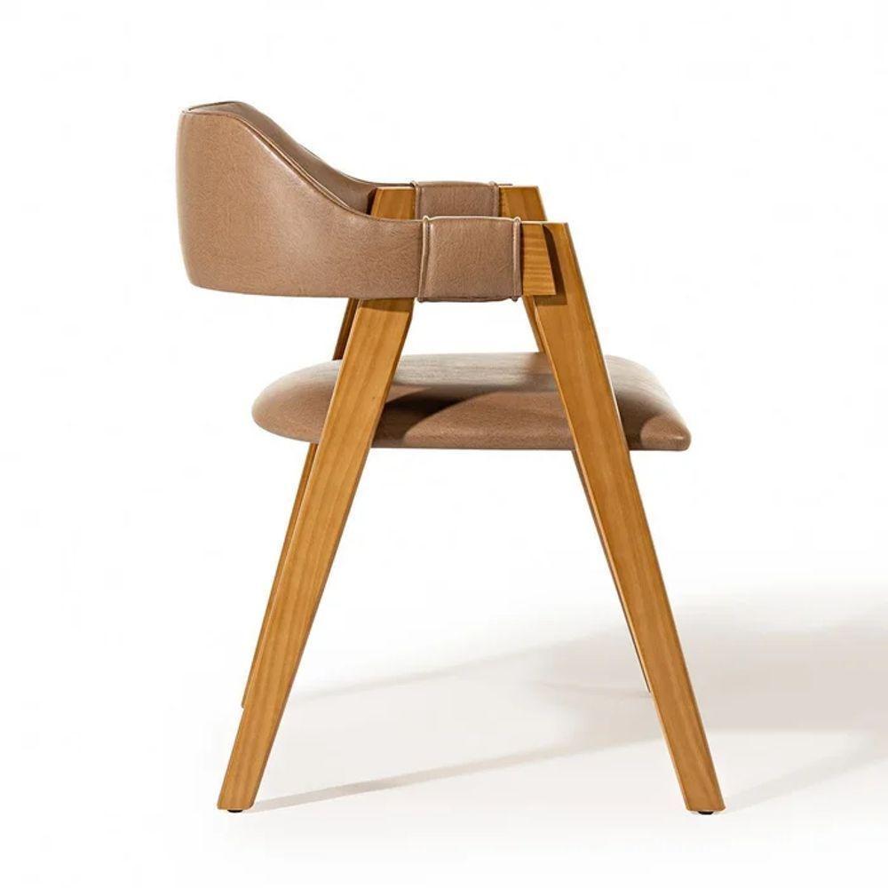 1/8 Kit 4 Cadeiras De Jantar Lua Estofada Em Madeira Castanho Courino Caramelo L85 Rmi - 2