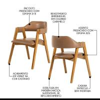 1/8 Kit 4 Cadeiras De Jantar Lua Estofada Em Madeira Castanho Courino Caramelo L85 Rmi - 3