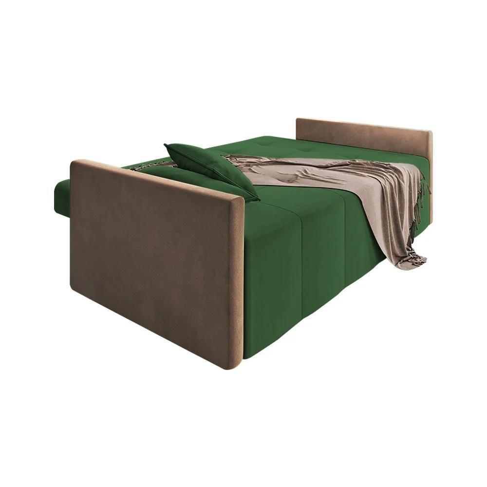 Sofá Cama Casal Paris Retrátil E Reclinável 2,10m Veludo Verde - 5