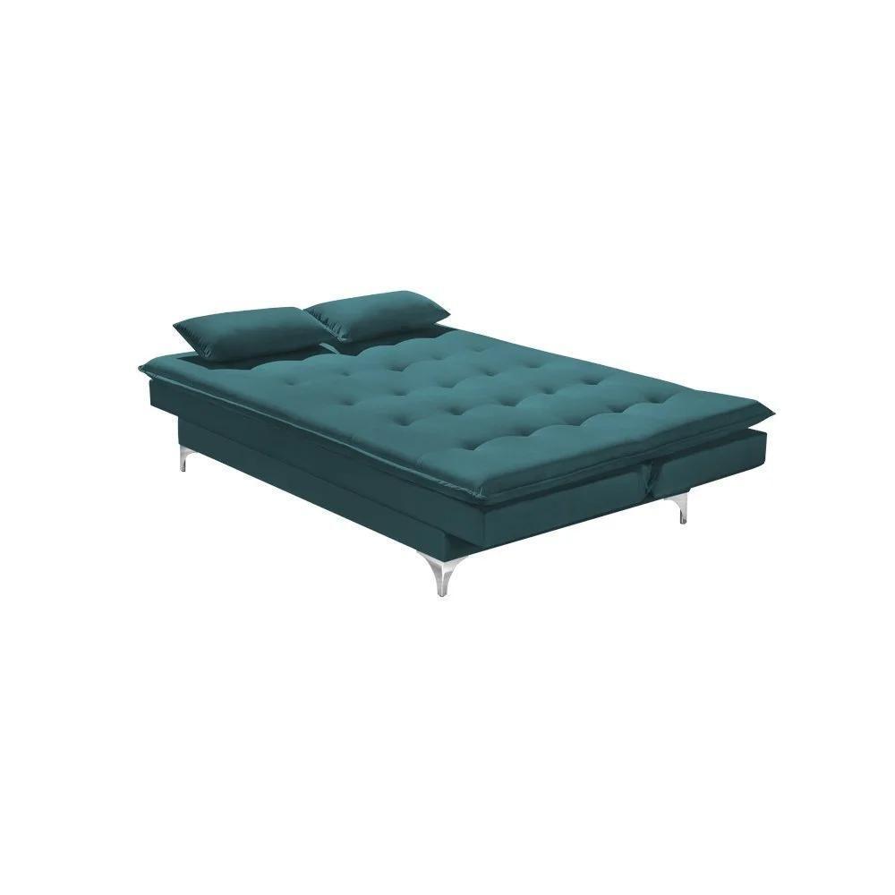 Sofá Cama Casal Berlim 190cm Design Moderno Veludo Azul - 4