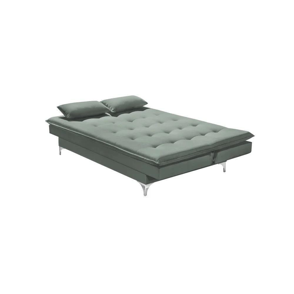 Sofá Cama Casal Berlim 190cm Design Moderno Veludo Cinza - 4