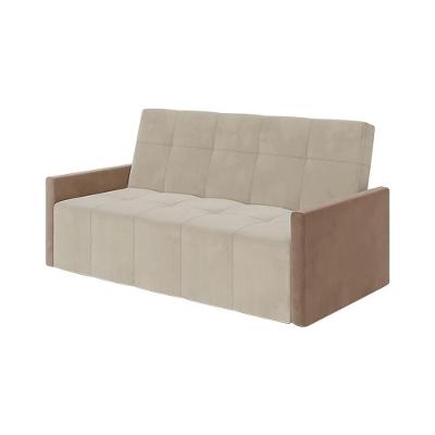 Sofá Cama 4 Lugares Paris Retrátil E Reclinável 2,10m Veludo Areia/marrom