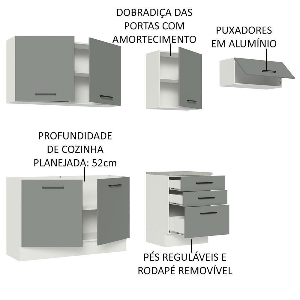 Cozinha Completa 260002 Com Armário E Balcão Branco/Cinza - 8