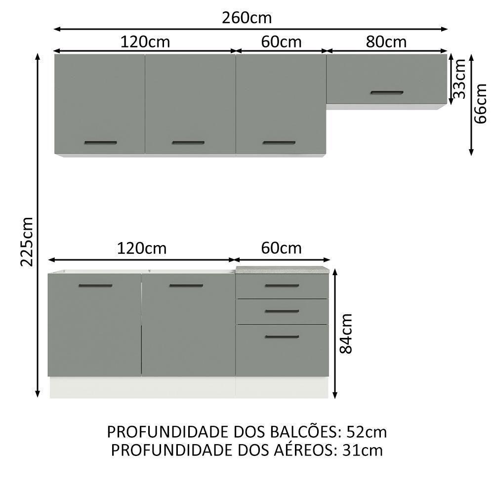 Cozinha Completa 260002 Com Armário E Balcão Branco/Cinza - 9