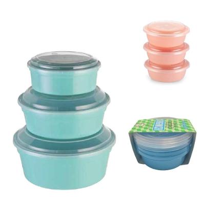 Kit 3 Potes Redondo Porta Alimentos Mantimentos Freezer Microondas Multi Tamanhos Marmita Fitness Lancheira Cor:rosa