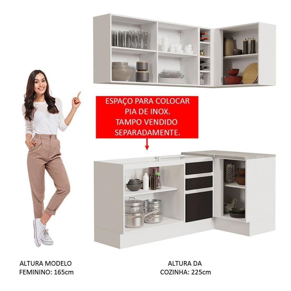 Cozinha Completa 269001 Com Armário E Balcão Branco/Preto - 7