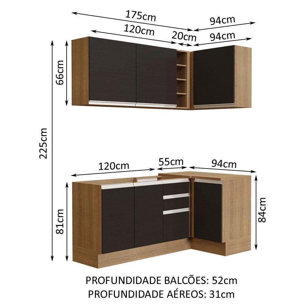 Cozinha Completa 269001 Com Armário E Balcão Rustic/Preto - 9