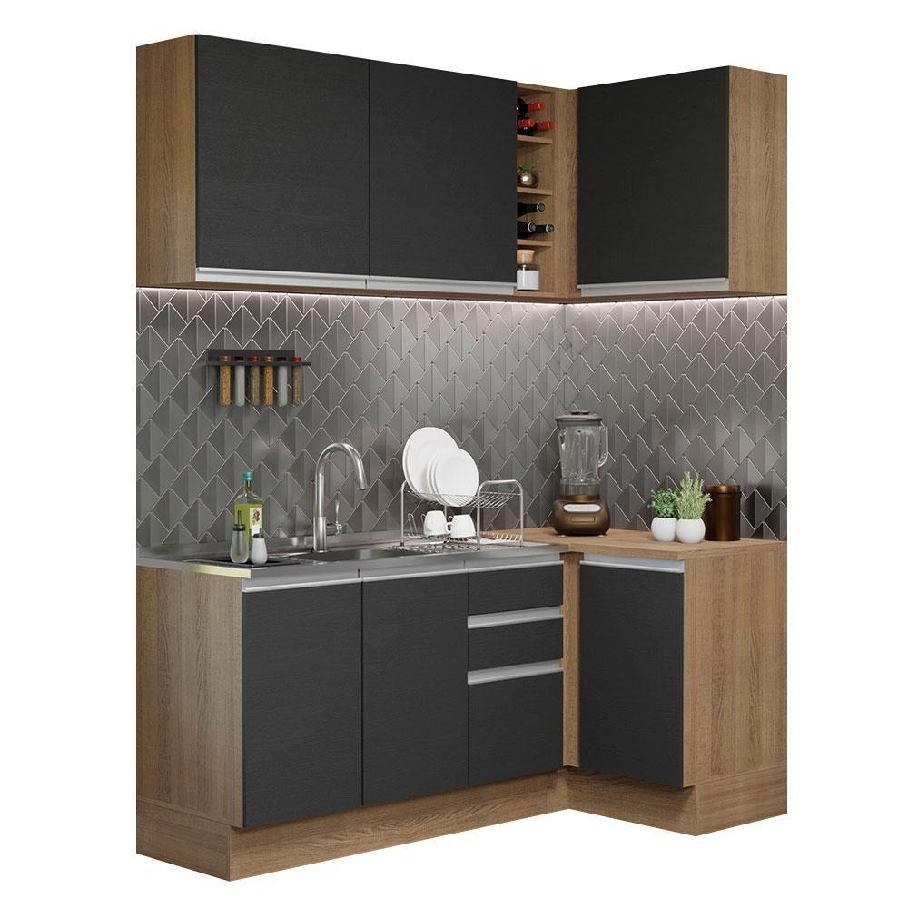 Cozinha Completa 269001 Com Armário E Balcão Rustic/Preto - 10