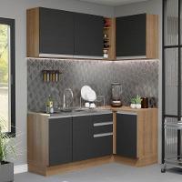 Cozinha Completa 269001 Com Armário E Balcão Rustic/Preto - 1