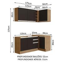 Cozinha Completa 269001 Com Armário E Balcão Rustic/Preto - 9