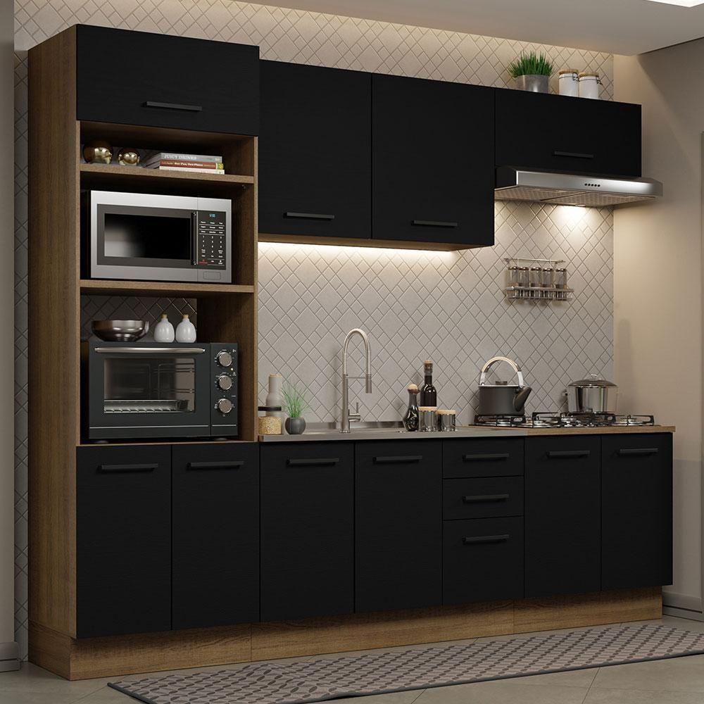 Cozinha Completa 270001 Com Armário E Balcão Rustic/Preto - 1