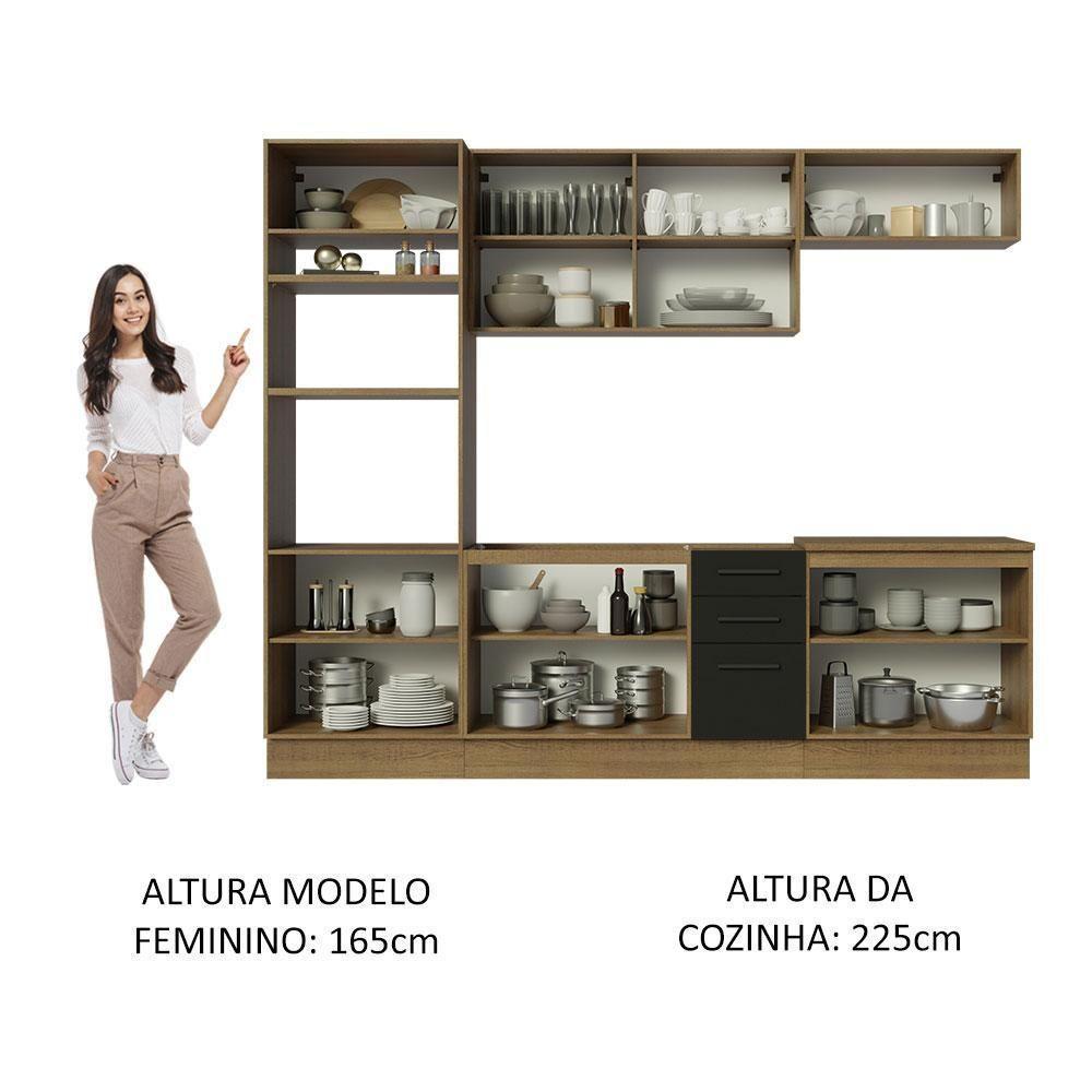 Cozinha Completa 270001 Com Armário E Balcão Rustic/Preto - 7